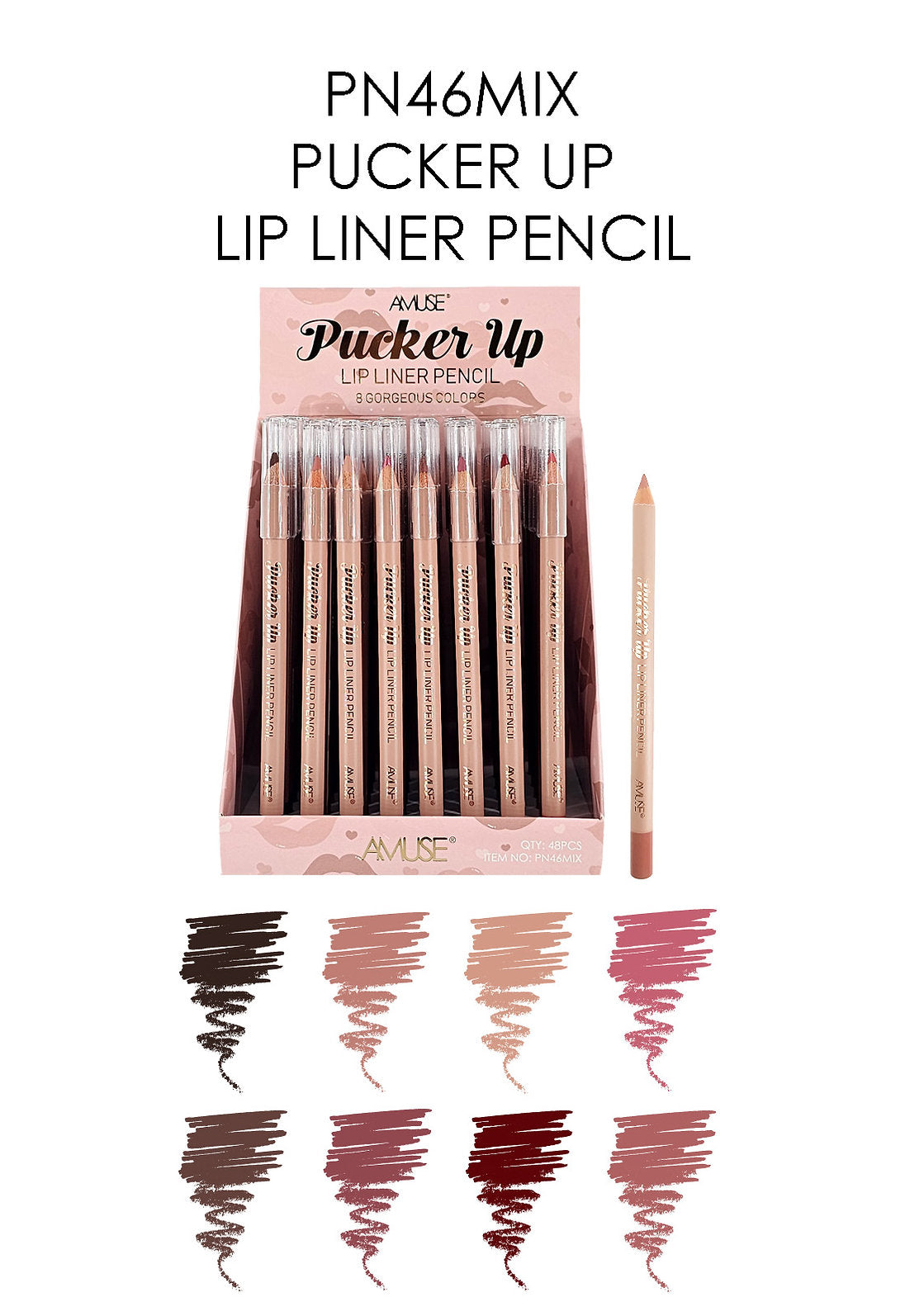 AMUSE- PUCKER UP- LIP LINER PENCIL- 48PCS