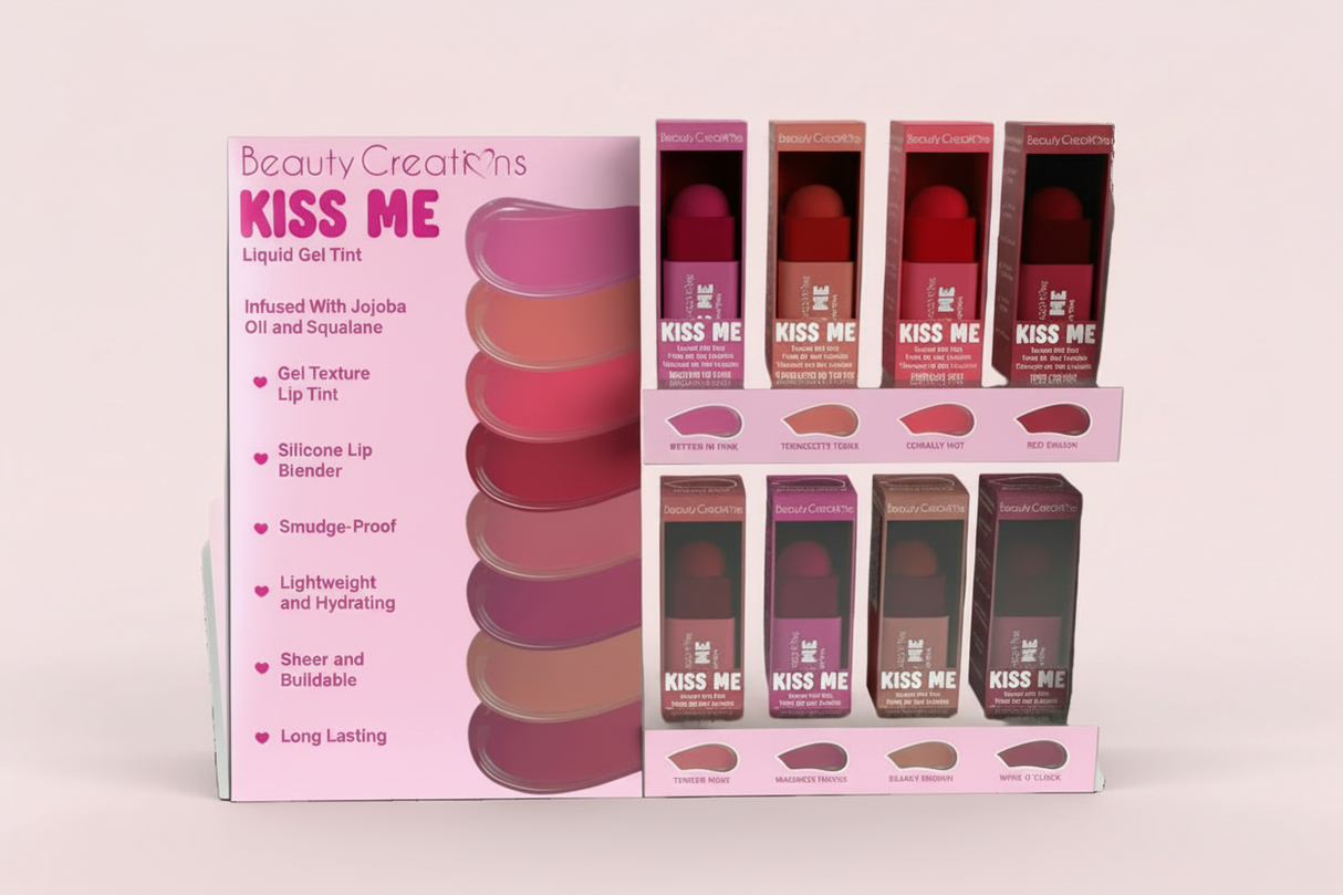 PRE-SALE - BEAUTY CREATIONS - KISS ME - LIQUID GEL TINT - DISPLAY(48PCS)