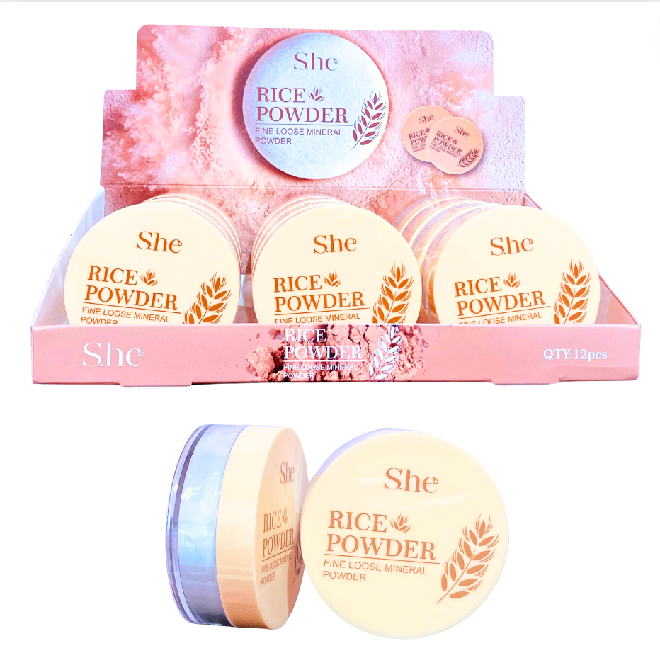 SHE MAKEUP- RICE POWDER- FINE LOOSE MINERAL POWDER-12PCS