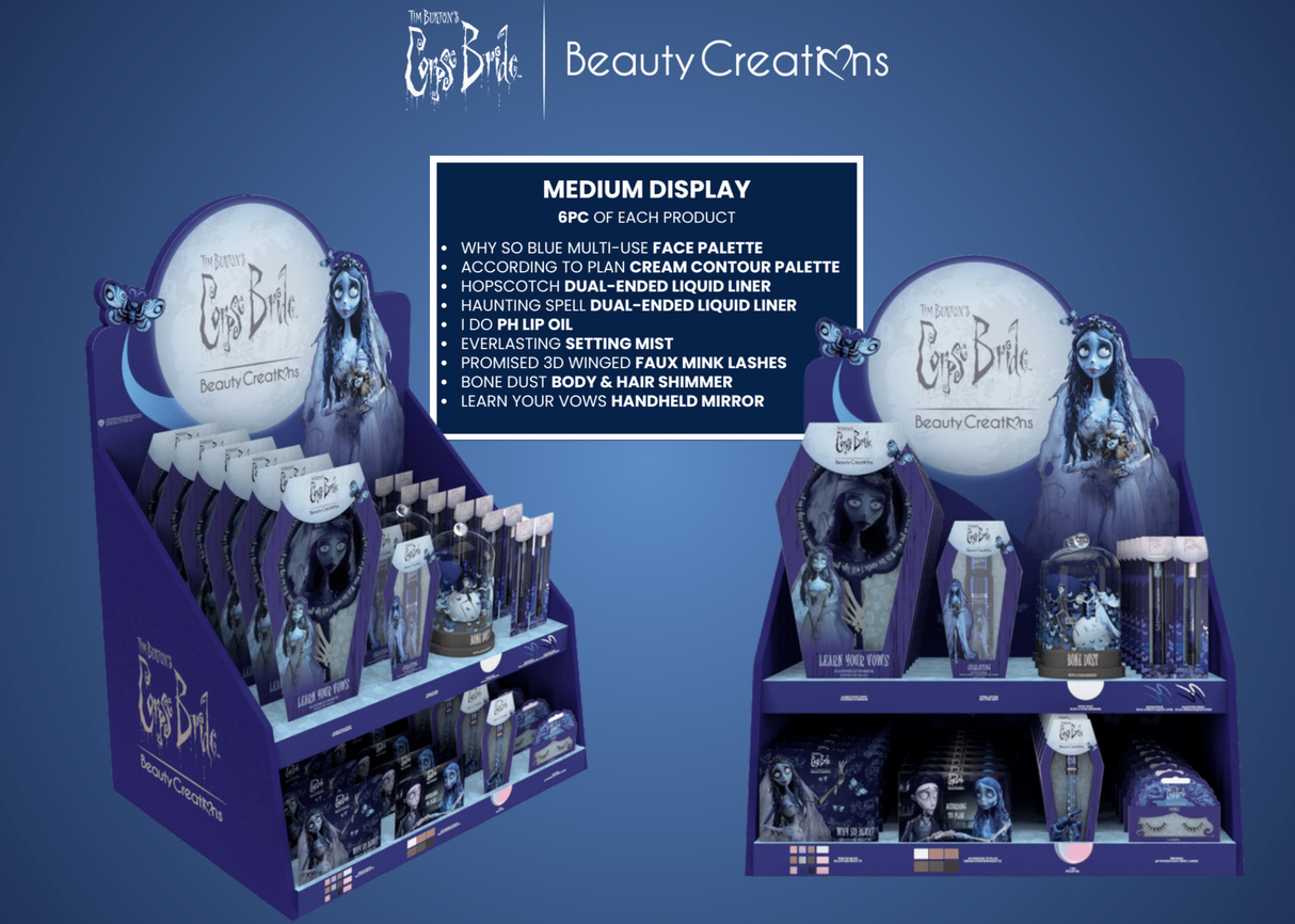 BEAUTY CREATIONS X TIM BURTON'S CORPSE BRIDE FULL DISPLAY