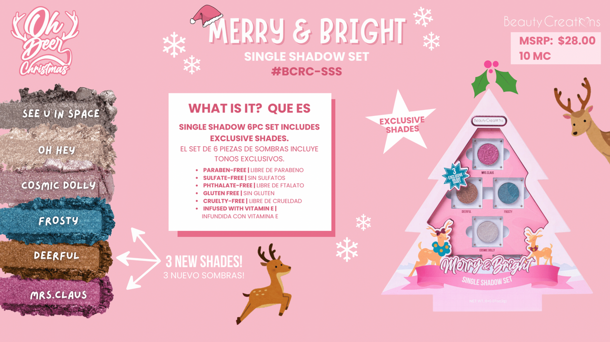 BEAUTY CREATIONS - REINDER CHRISTMAS 2024: RIDING SOLO 6PC SINGLE SHADOW "MERRY & BRIGHT" (1SET)