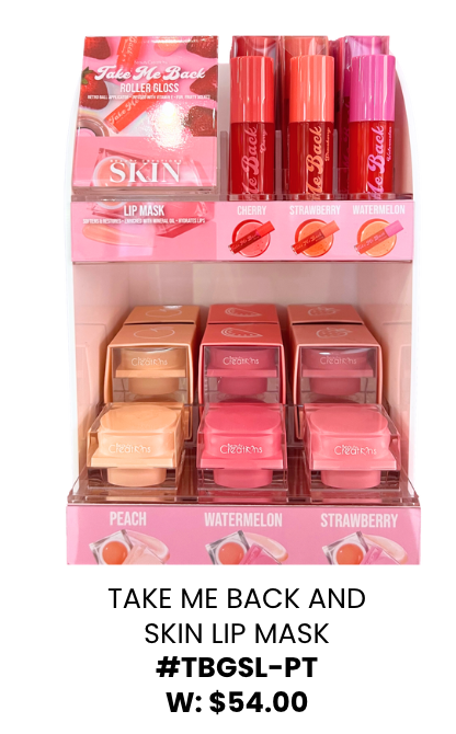 BEAUTY CREATIONS - TAKE ME BACK AND SKIN LIP MASK DISPLAY (6 PC EACH = 36PC TOTAL)