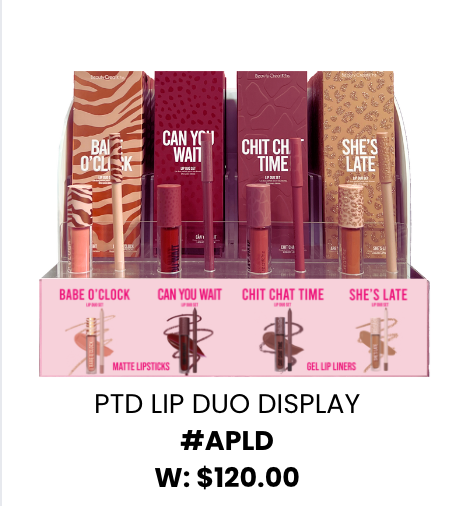 BEAUTY CREATIONS - LIP DUO DISPLAY (6PC EACH + 1 FREE TESTER =28PC TOTAL)