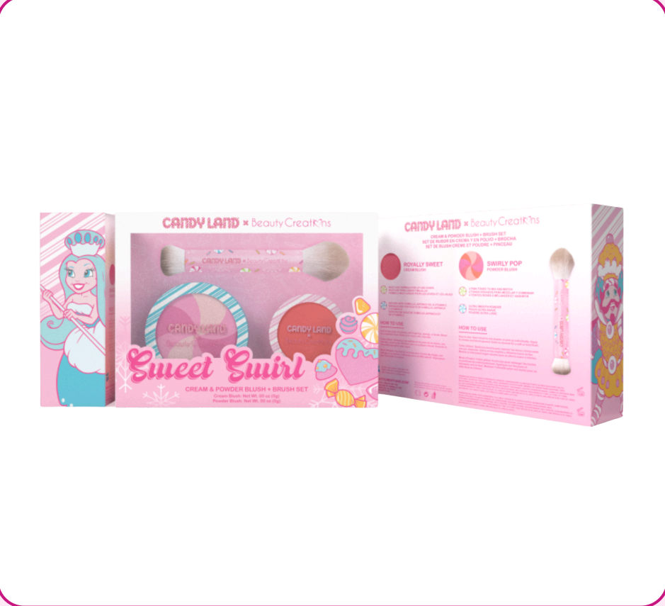 BEAUTY CREATIONS X CANDY LAND- SWEET SWIRL- CREAM & POWDER BLUSH + BRUSH SET- 1PC