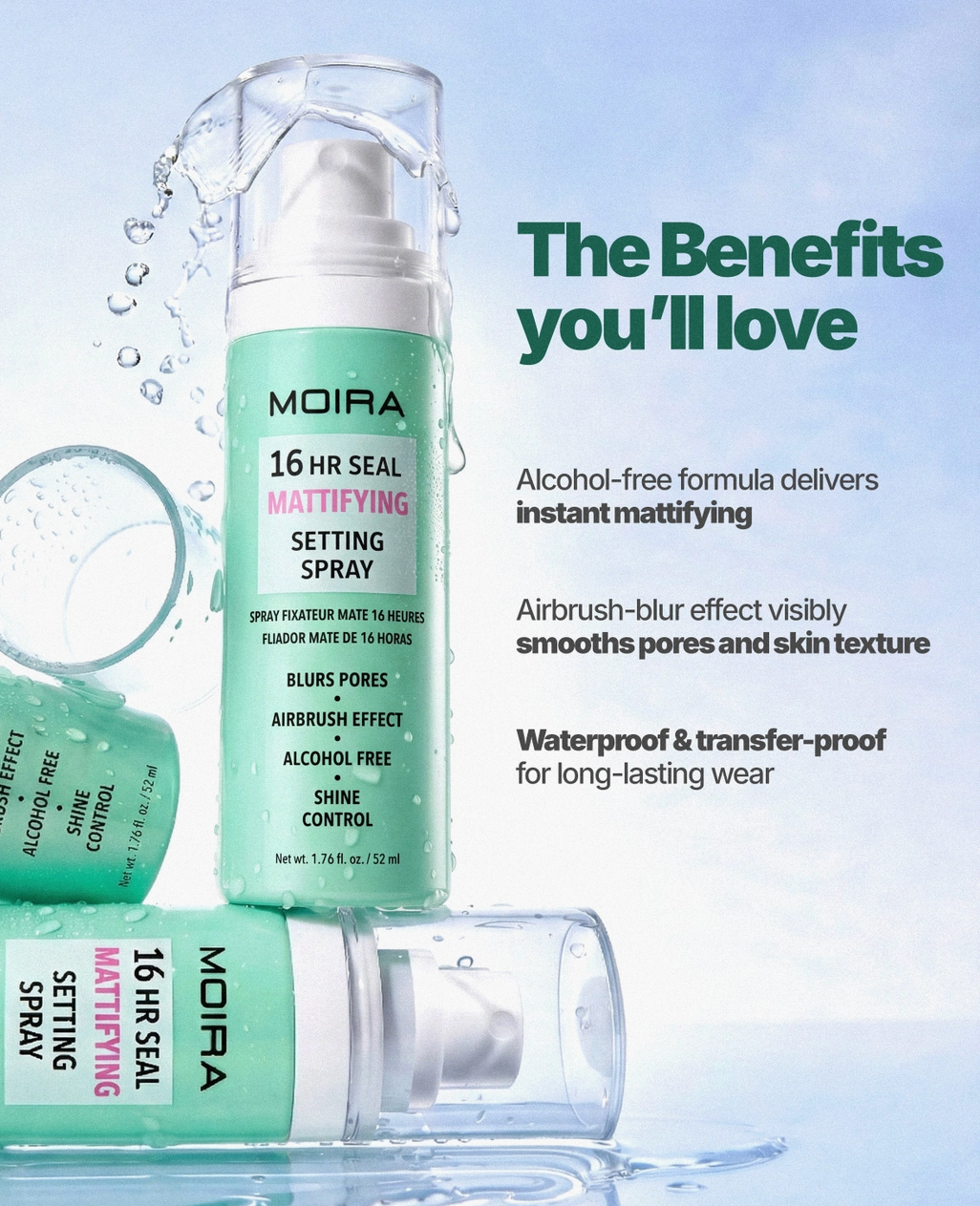 MOIRA- 16HR SEAL MATTIFYING SETTING SPRAY (3PCS)