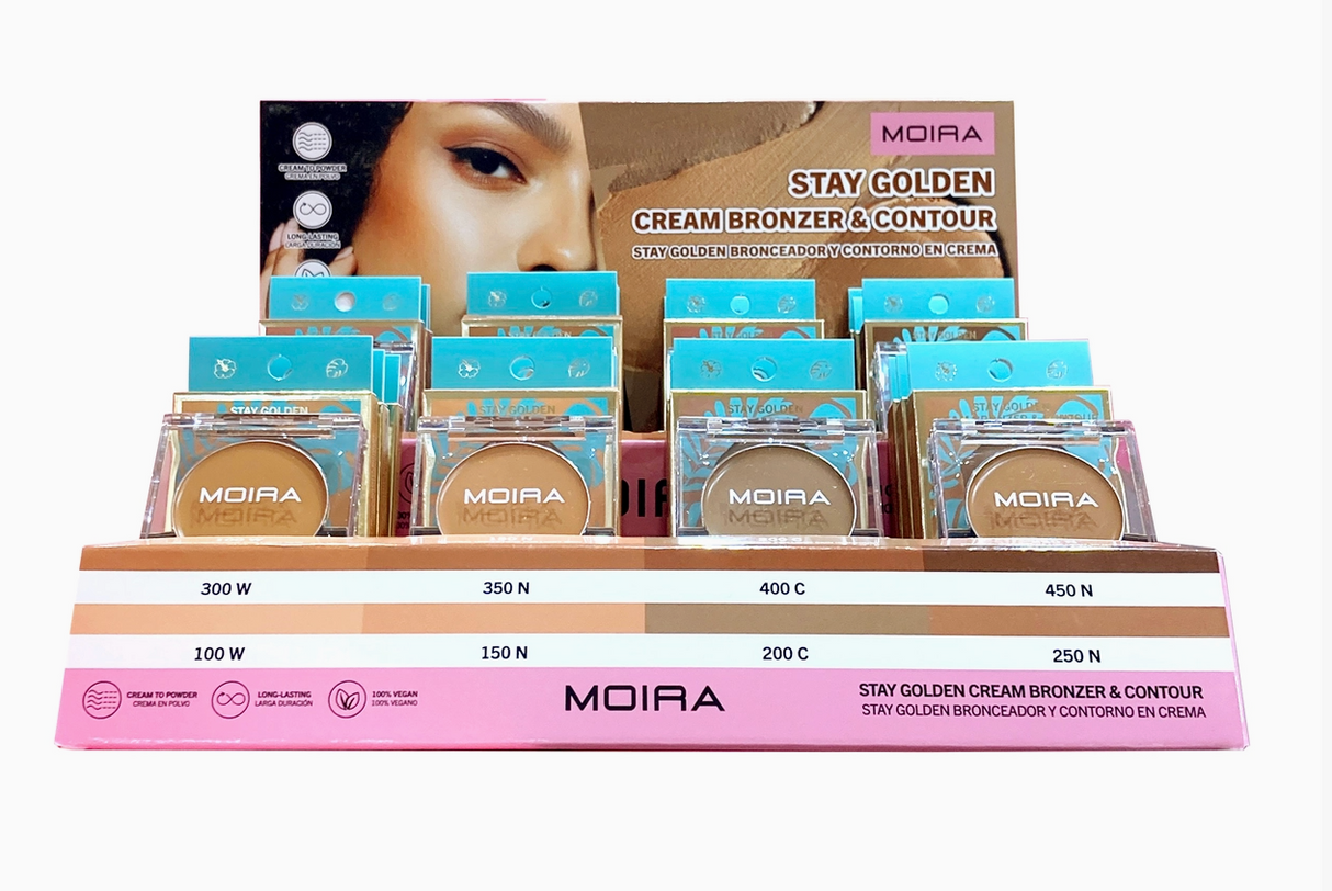 MOIRA- STAY GOLDEN CREAM BRONZER & CONTOUR-CARDBOARD DISPLAY