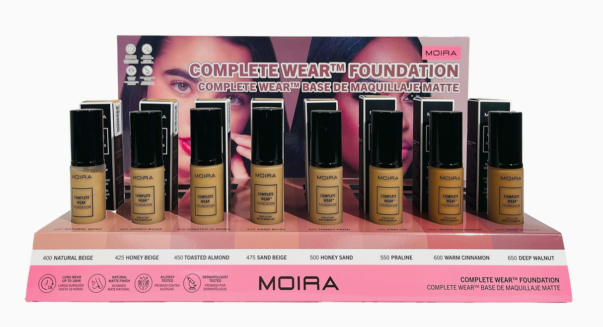 MOIRA - COMPLETE WEAR FOUNDATION (400- 650) CARDBOARD DISPLAY