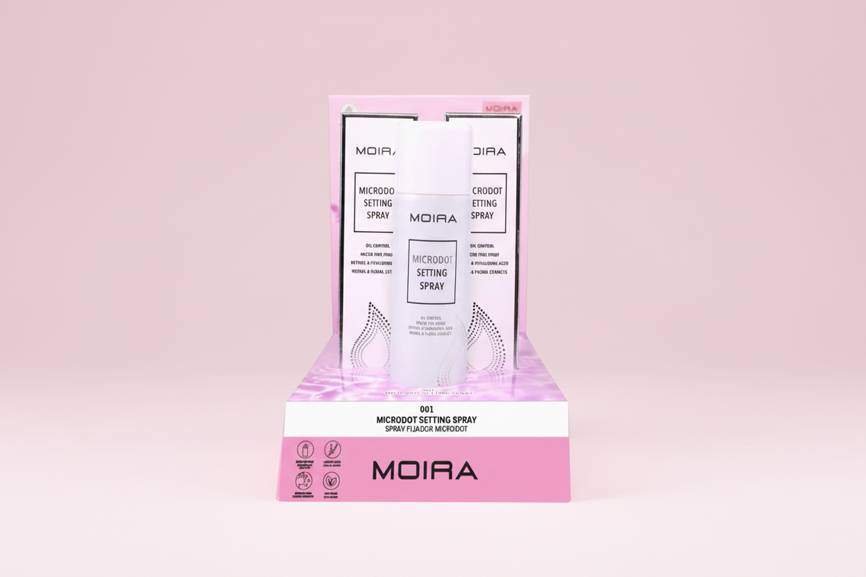 MOIRA- MICRODOT SETTING SPRAY - CARDBOARD DISPLAY