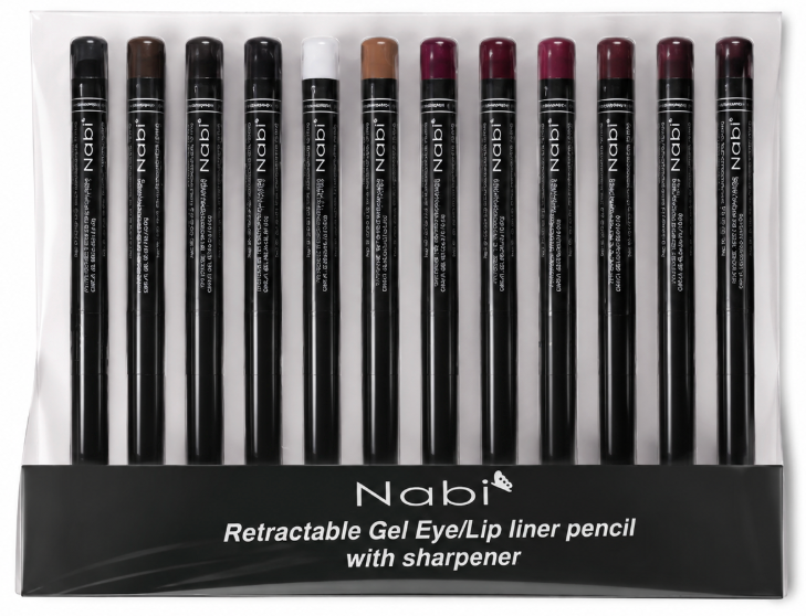 NABI- RETRACTABLE GEL EYE/LIP LINER PENCIL WITH SHARPENER (72PCS)