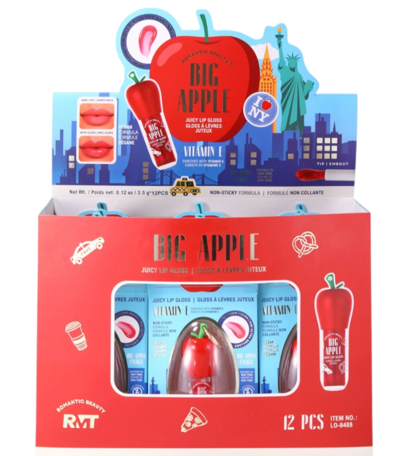 ROMANTIC BEAUTY- BIG APPLE  JUICY LIP GLOSS (12PCS)