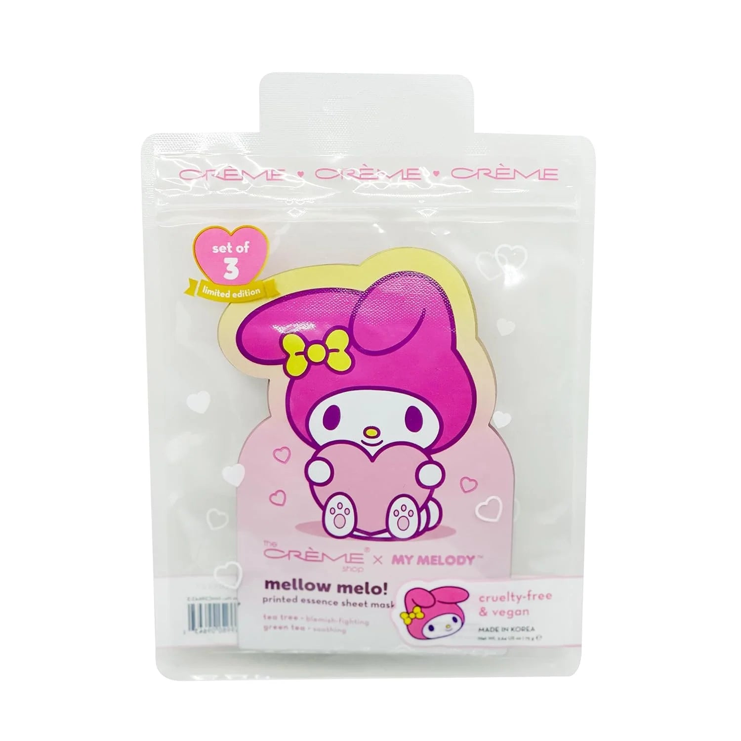 THE CREME- MY MELODY- MELLOW MELO SHEET MASK SET OF 3- 1PCS