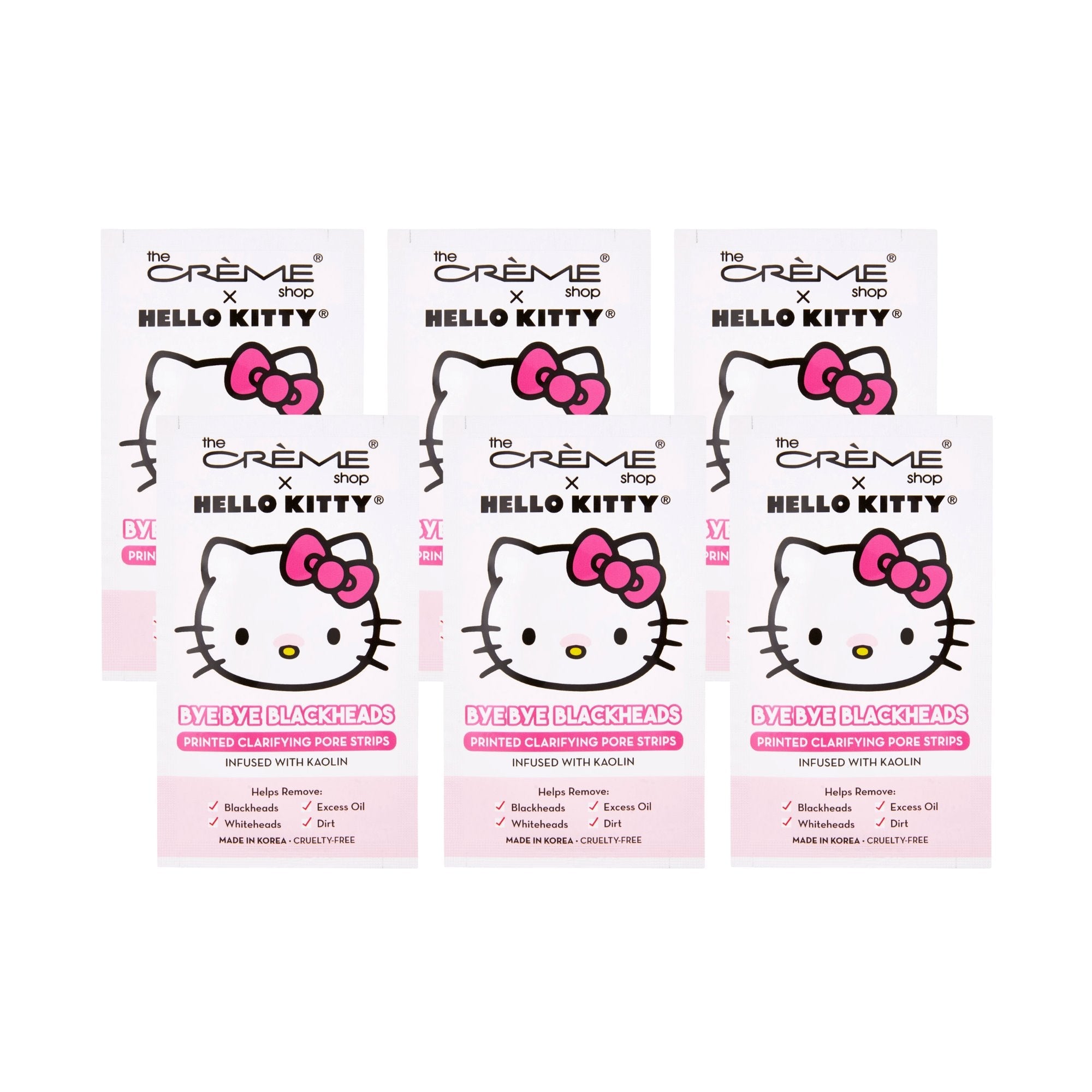 THE CREME - HELLO KITTY BYE BYE BLACKHEADS NOSE PORE STRIPS (Pack of 6)