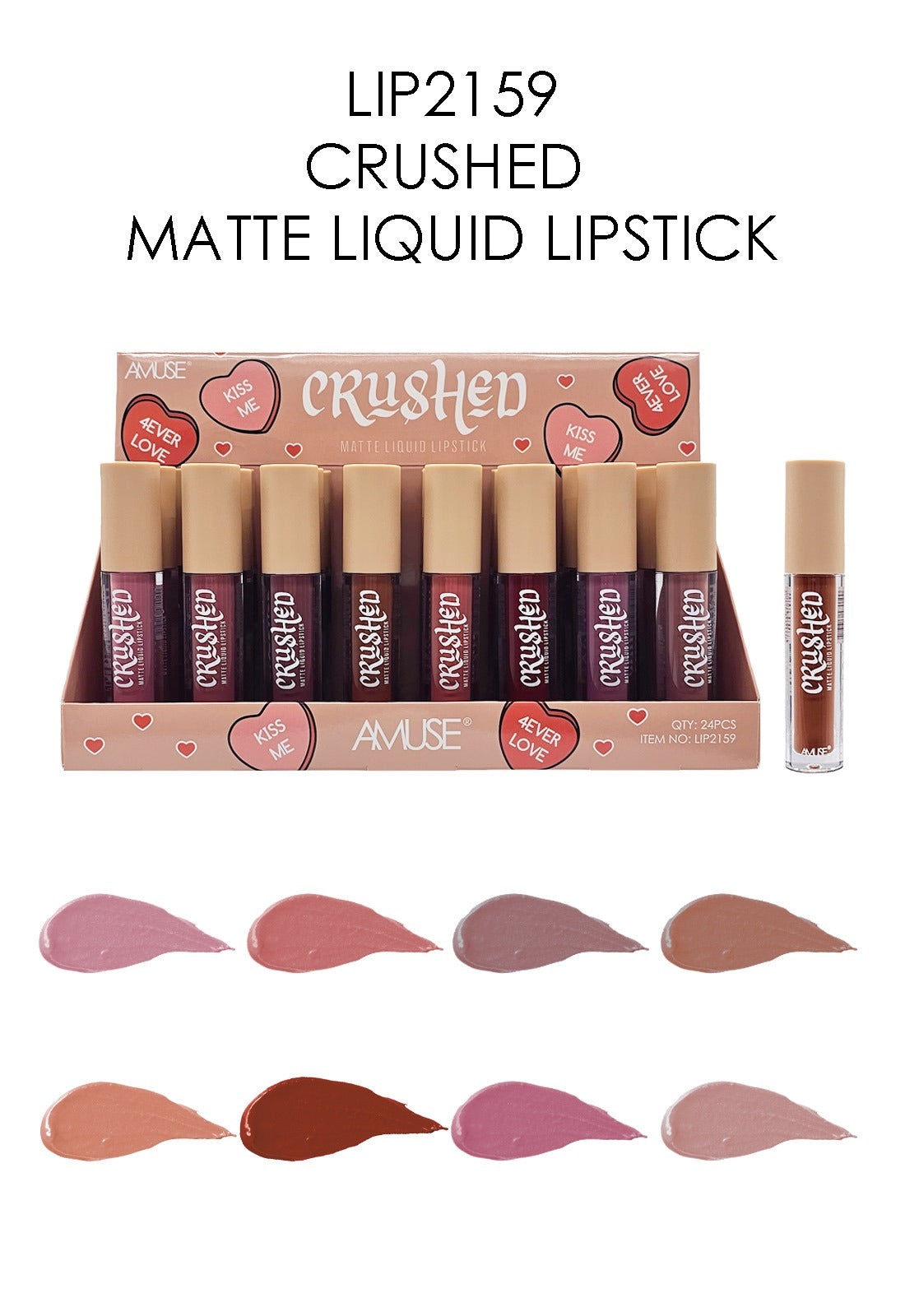 AMUSE - CRUSHED - LABIAL LÍQUIDO MATE - DISPLAY 24 UD