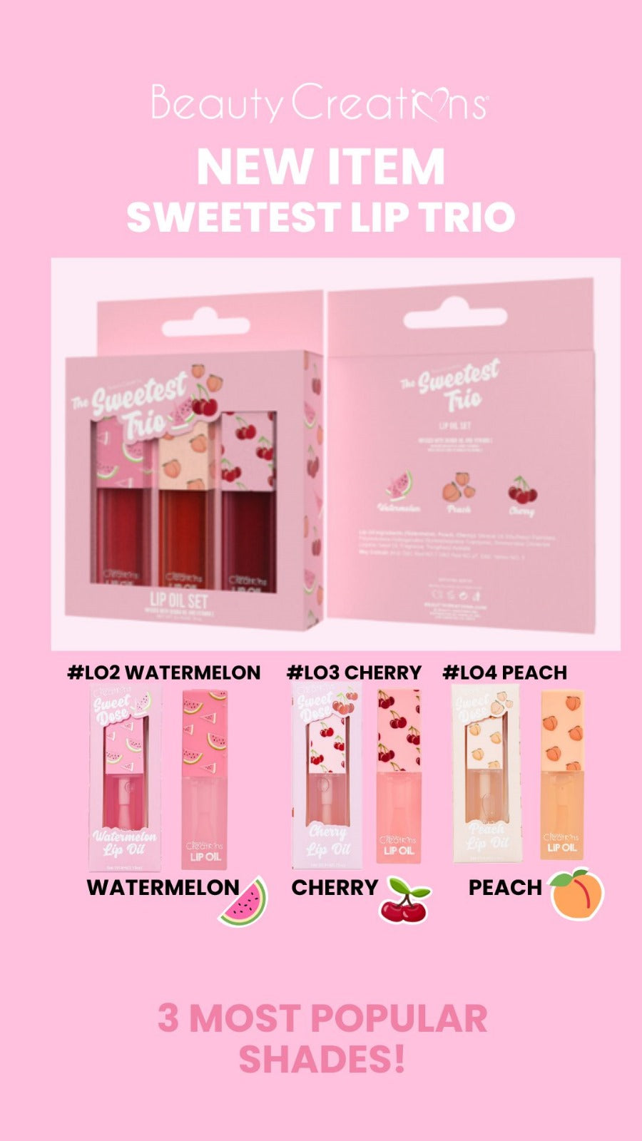 BEAUTY CREATIONS - SWEETEST LIP TRIO (1SET)