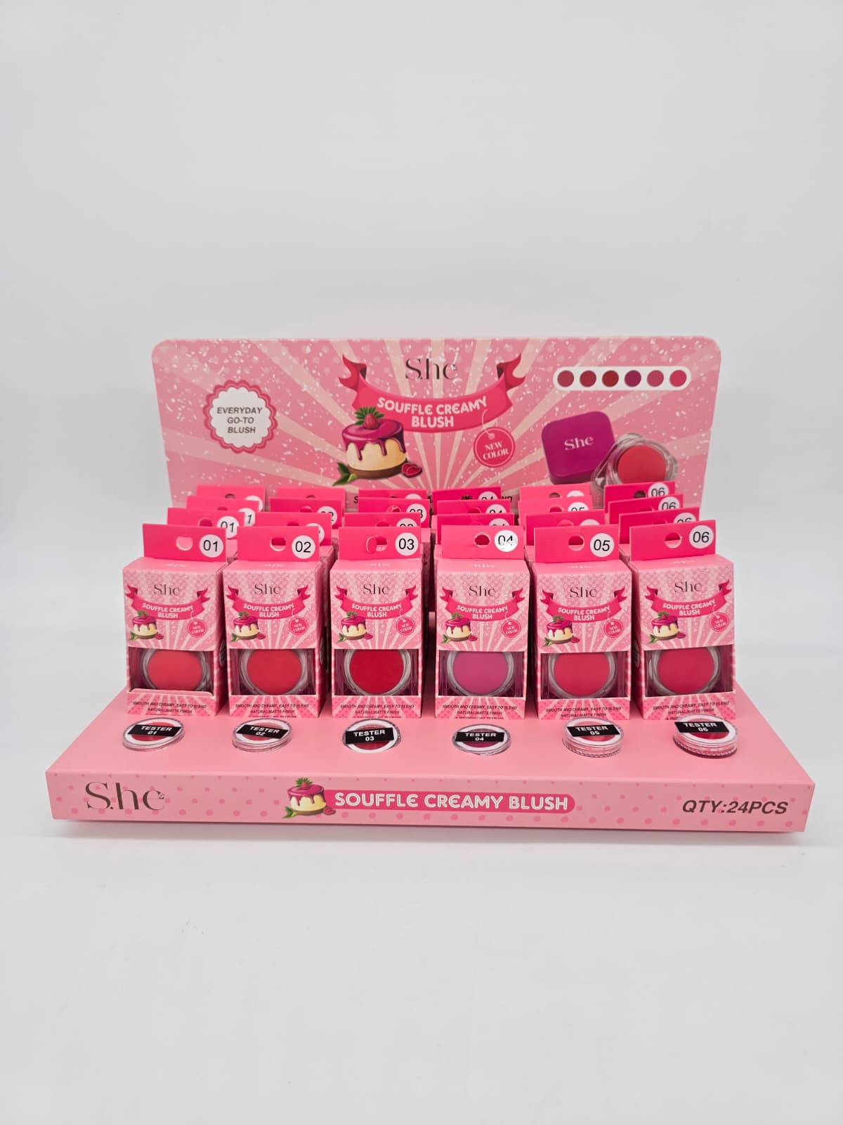 S.HE MAKEUP- SOUFFLE CREAMY- BLUSH- 24PCS