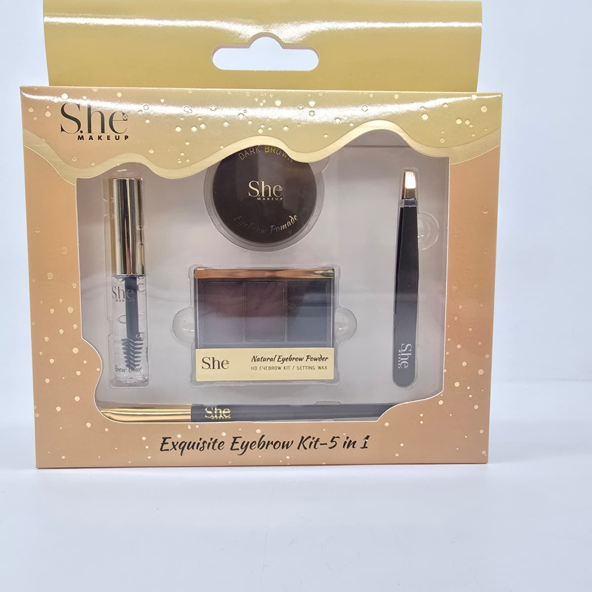 S.HE MAKEUP- EXQUISITE EYEBROW KIT 5 IN 1- (1PC) – Shopcosmeticsandmore