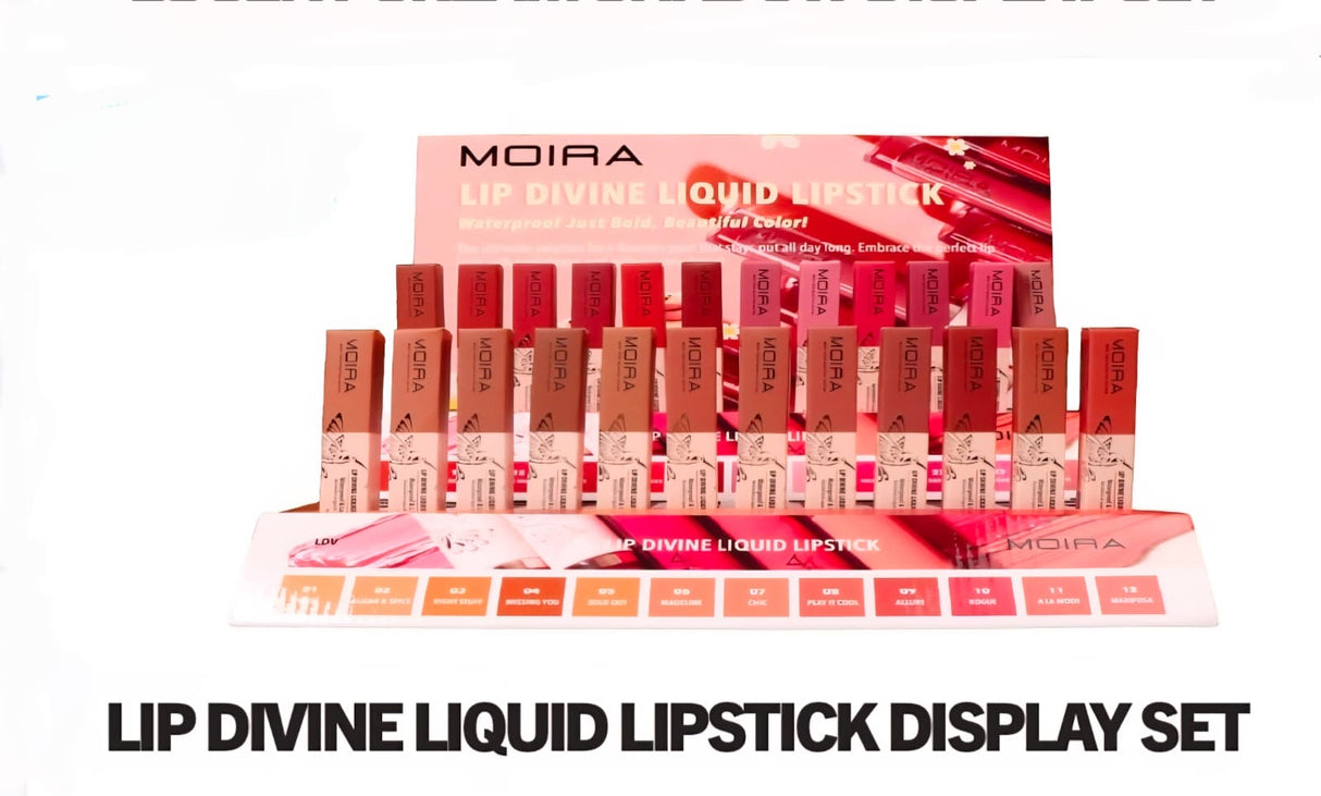 MOIRA- LIP DIVINE LIQUID LIPSTICK- FULL DISPLAY