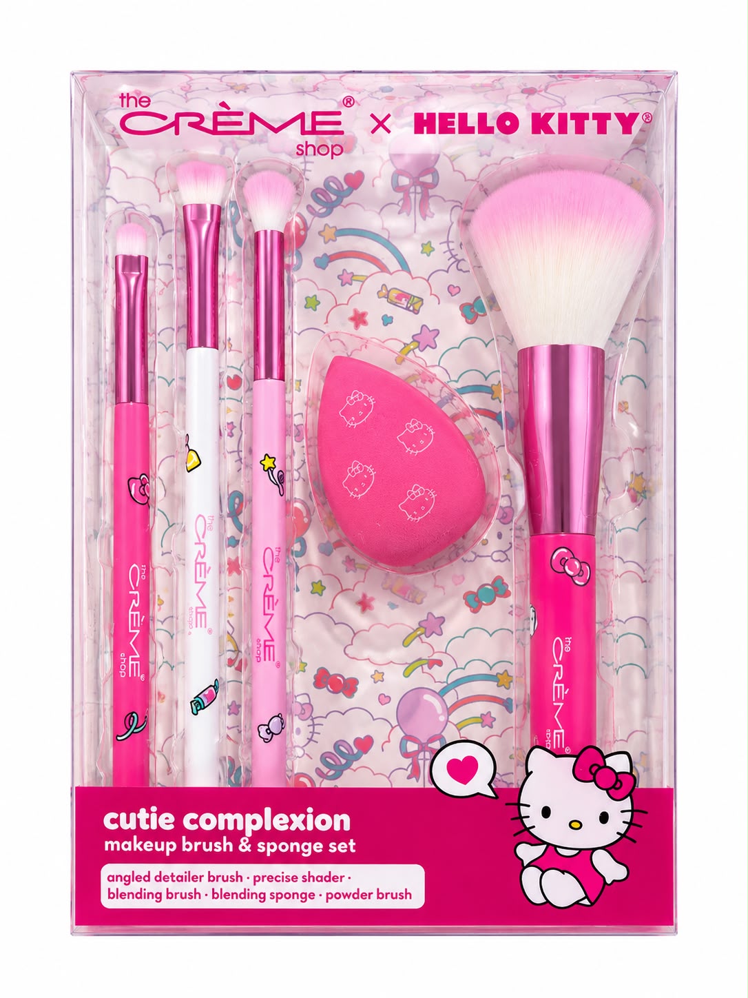 THE CRÉME SHOP - HELLO KITTY CUTIE COMPLEXION MAKEUP BRUSH & SPONGE SET- (1PC)