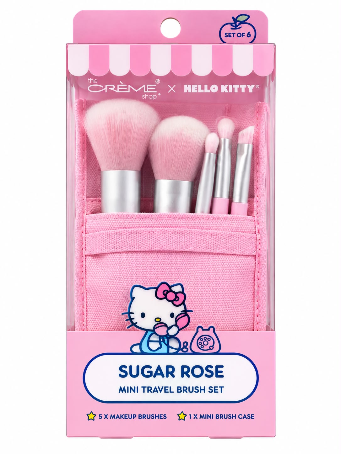 THE CRÉME SHOP - HELLO KITTY SUGAR ROSE MINI TRAVEL BRUSH SET - (1PC)