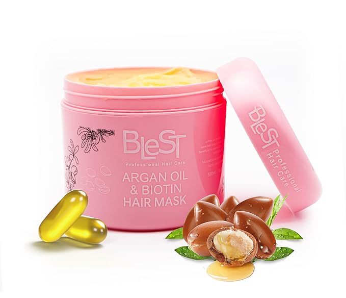 BLEST PROFESSIONAL HAIR CARE - MASCARILLA PARA EL CABELLO CON ACEITE DE ARGÁN Y BIOTINA 500 ML-(1PC)