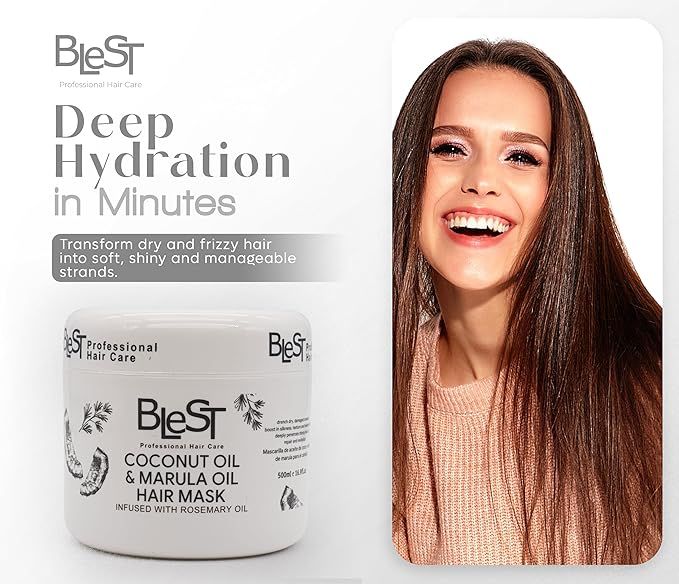 BLEST PROFESSIONAL HAIR CARE - MASCARILLA PARA EL CABELLO CON ACEITE DE COCO Y ACEITE DE MARULA 500 ML-(1PC)