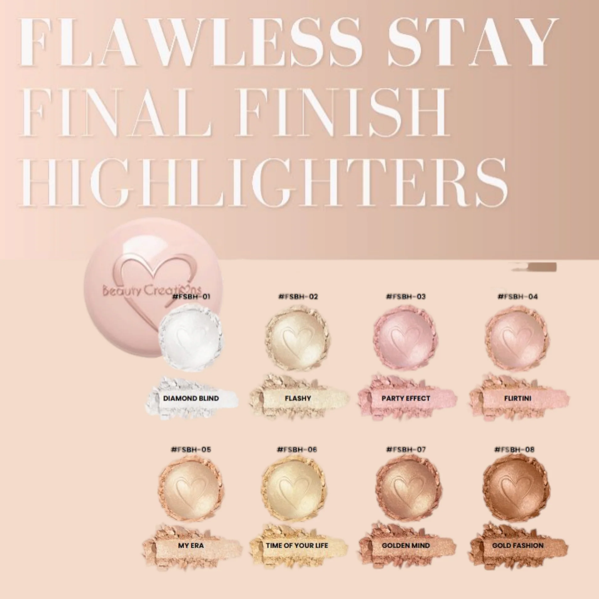 BEAUTY CREATIONS - FINAL FINISH BAKED HIGHLIGHTER - DISPLAY