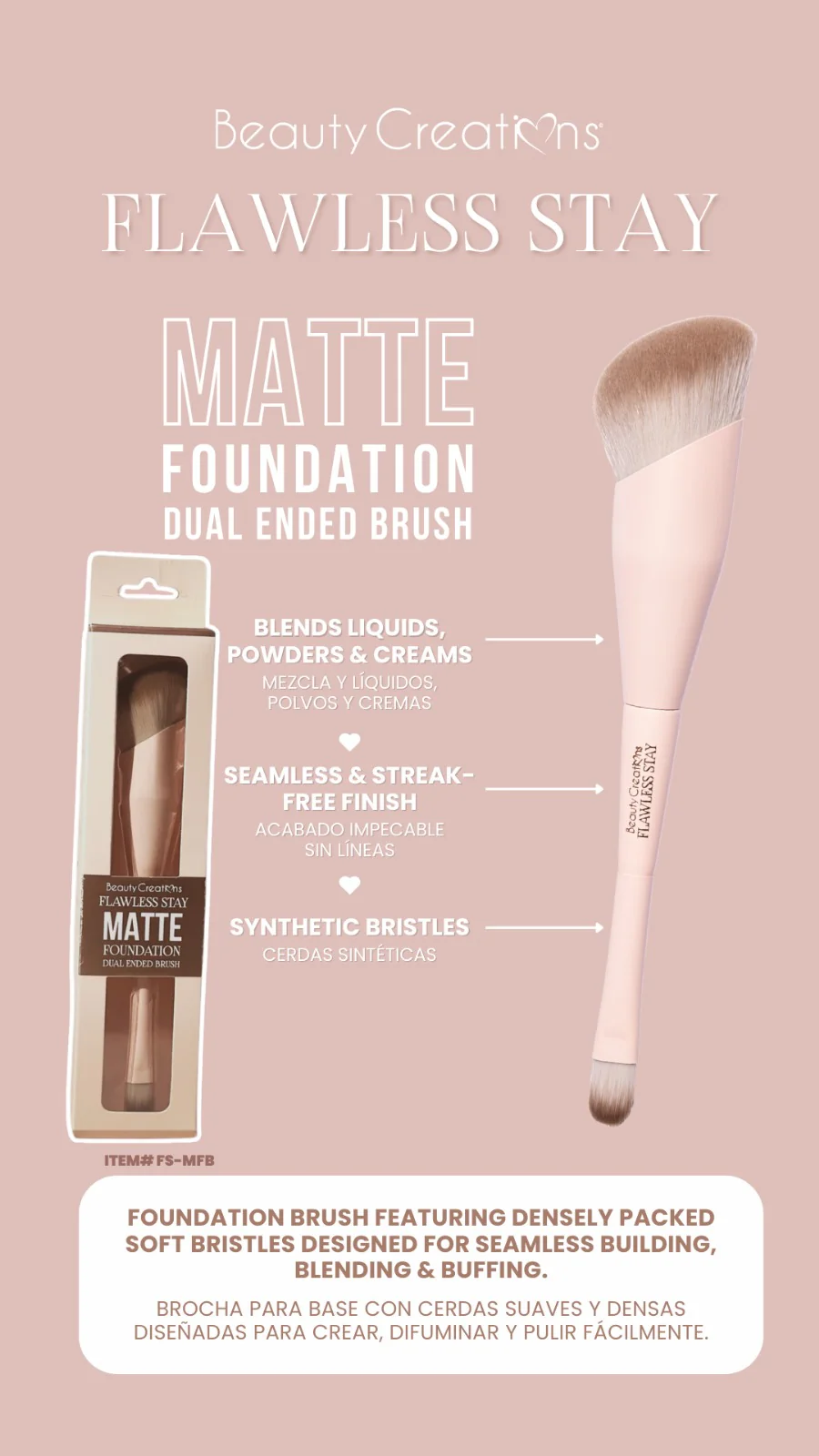 BEAUTY CREATIONS - FLAWLESS STAY MATTE FOUNDATION DUAL ENDED BRUSH (12PCS)