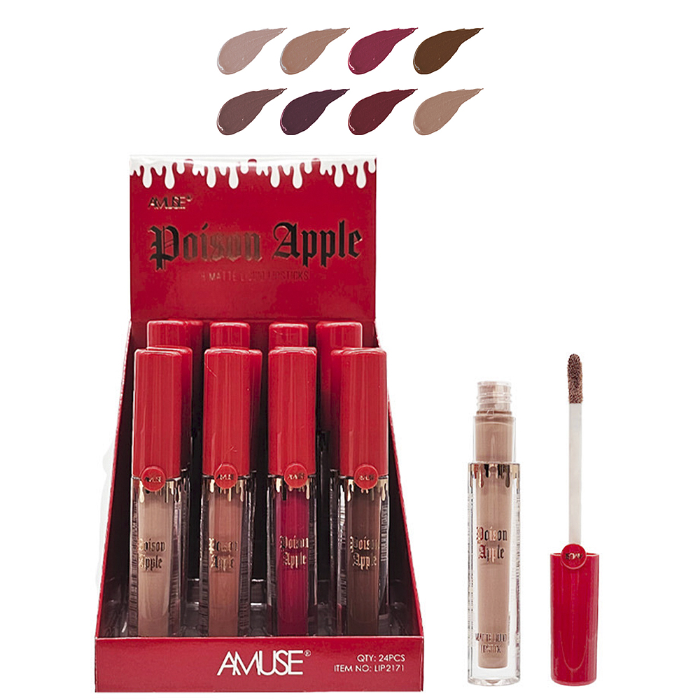 AMUSE - POISON APPLE - 8 MATTE LIQUID LIPSTICK - DISPLAY (24PCS