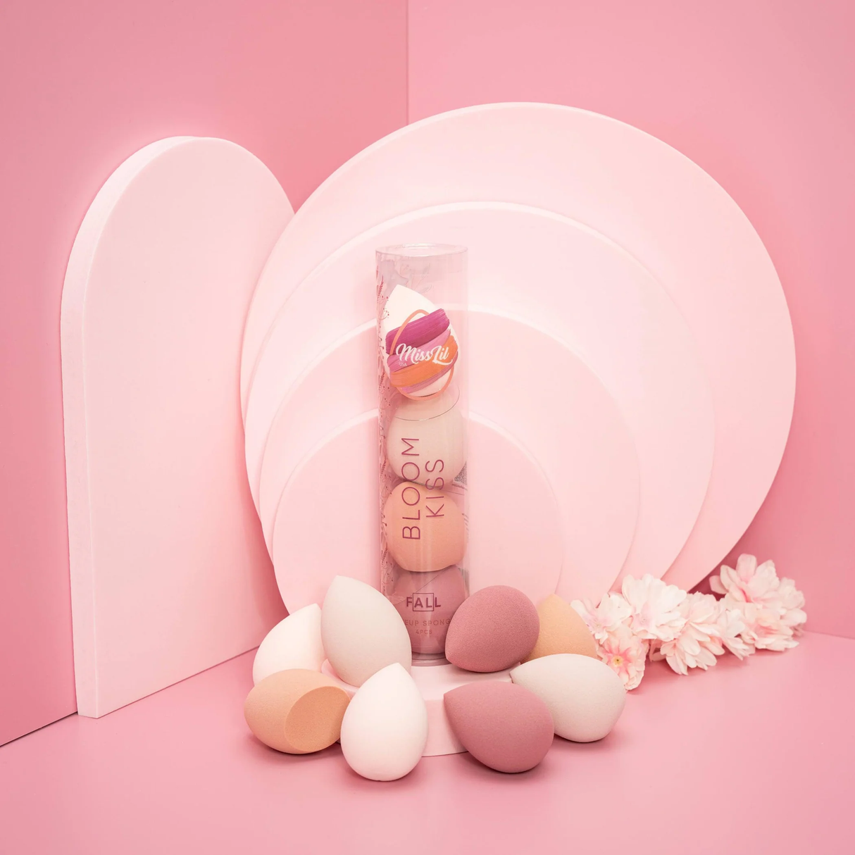 NEW PRICE - MISS LIL -BLOOM KISS - MAKEUP SPONGES PINK SET 4PC - PACK (6 SET)