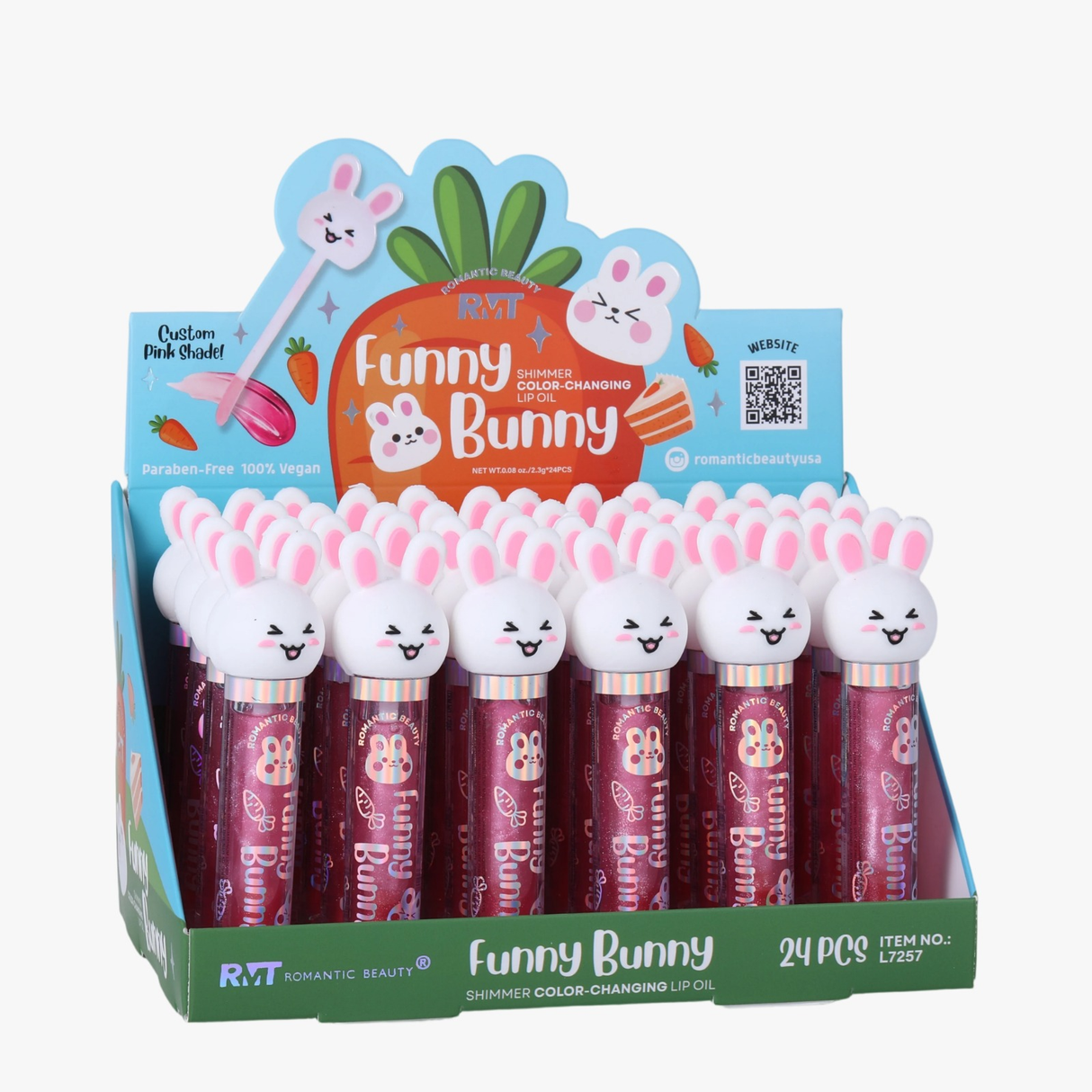 ROMANTIC BEAUTY - FUNNY BUNNY - SHIMMER COLOR CHANGING LIP OIL (24PCS)