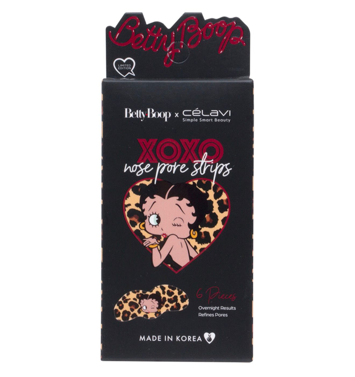 CÉLAVI - BETTY BOOP XOXO NOSE PORE STRIPS PACK(6 PIECES) - (1PACK/PC)