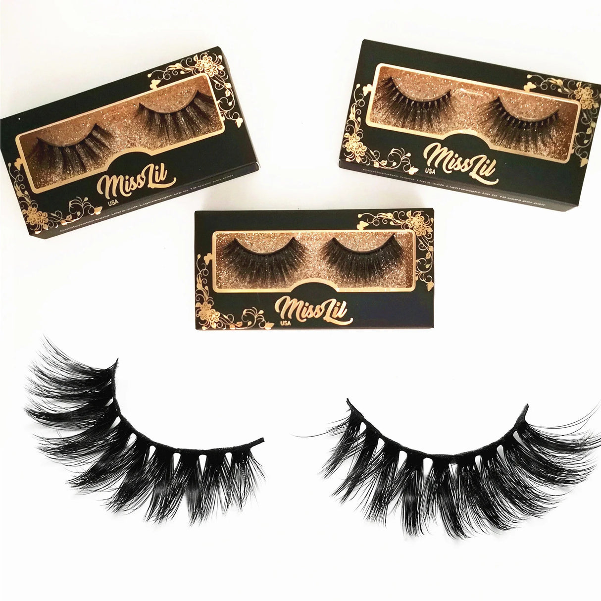 MISS LIL USA- FAUX MINK LASHES BLACK BOX- 12PCS MIX