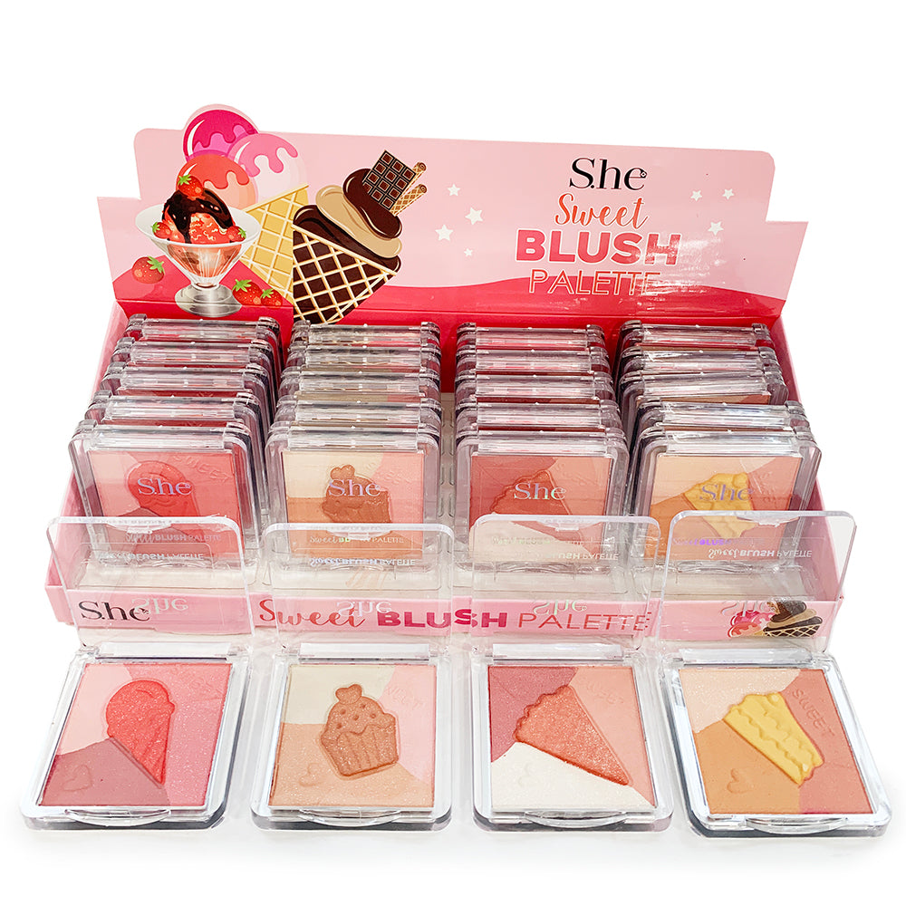 S.HE MAKEUP - SWEET BLUSH PALETTE - 4 COLORS - DISPLAY 24PC