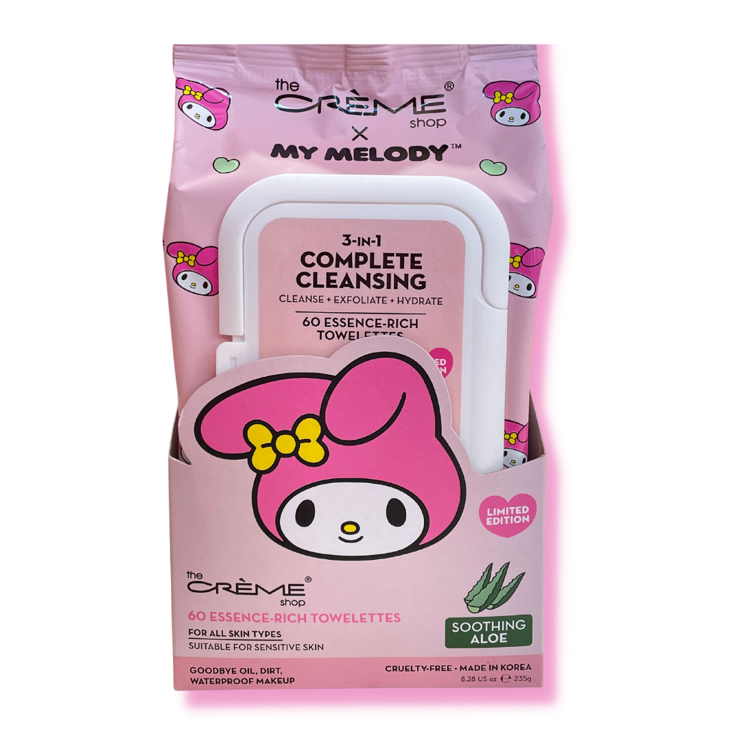 THE CREME SHOP - TOALLITAS RICAS EN ESENCIAS DE LIMPIEZA COMPLETA MY MELODY 3 EN 1 - ALOE CALMANTE