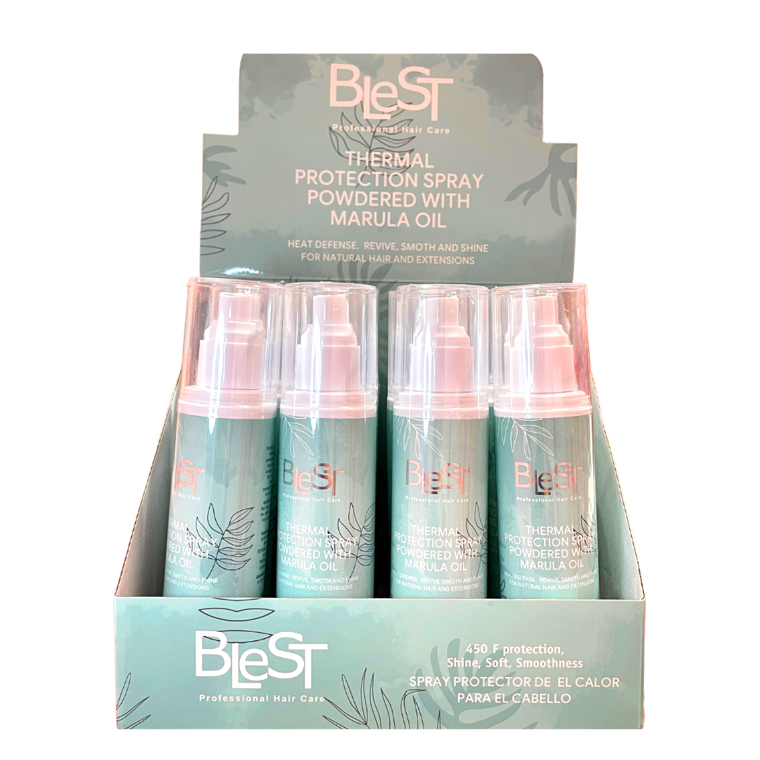 BLEST PROFESSIONAL HAIR CARE - SPRAY DE PROTECTION THERMIQUE POUDRÉ À L'HUILE DE MARULA - 12 PCS