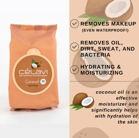 CELAVI - COCONUT CLEANSING WIPES - 6PC