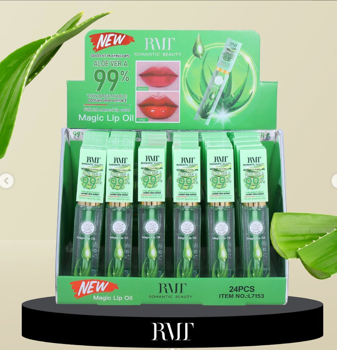 ROMANTIC BEAUTY - ALOE VERA 99% - MAGIC LIP OIL - DISPLAY 24 PCS