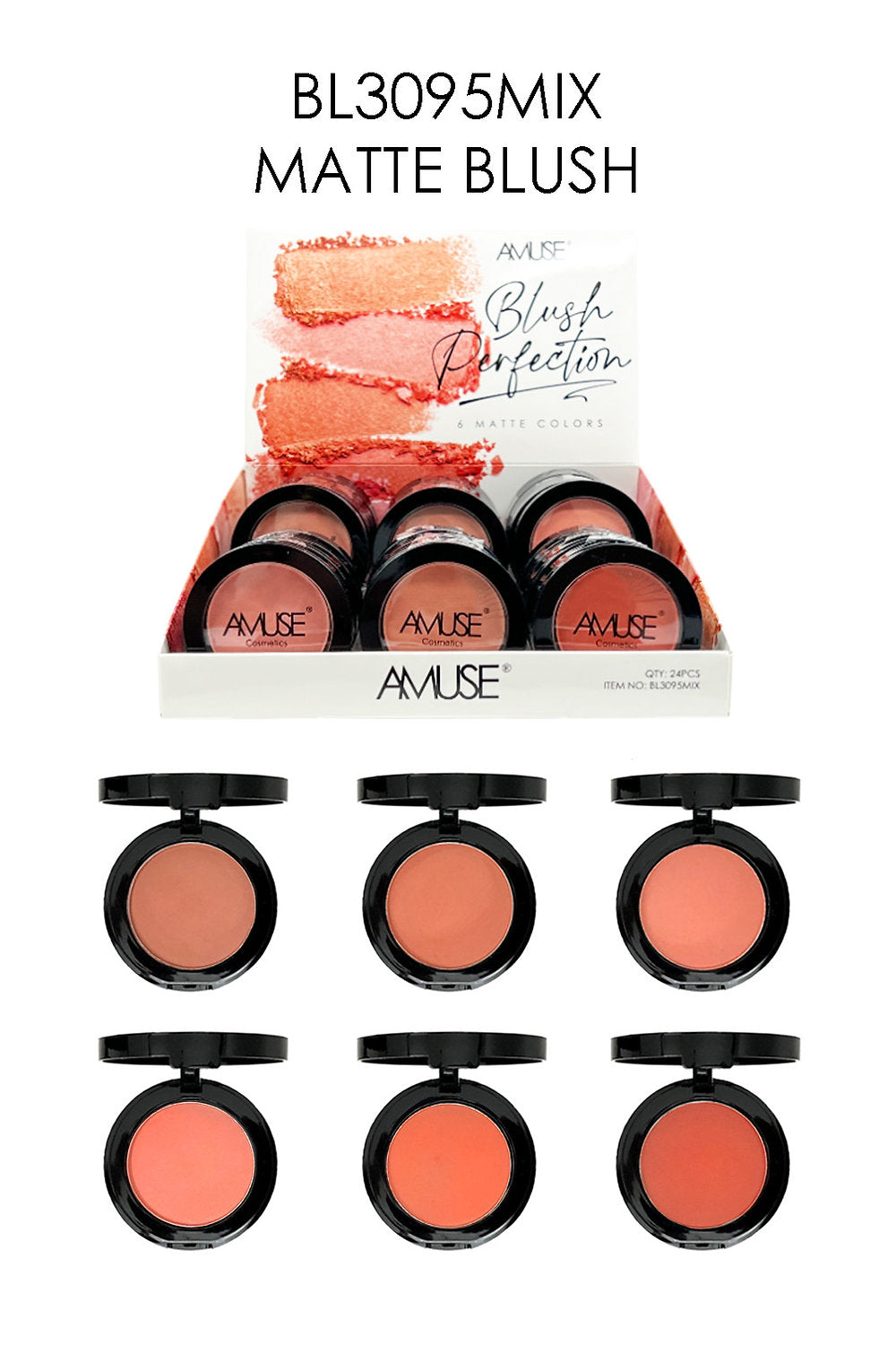 AMUSE BLUSH PERFECTION 6 COLORES MATE - DISPLAY 24 UDS